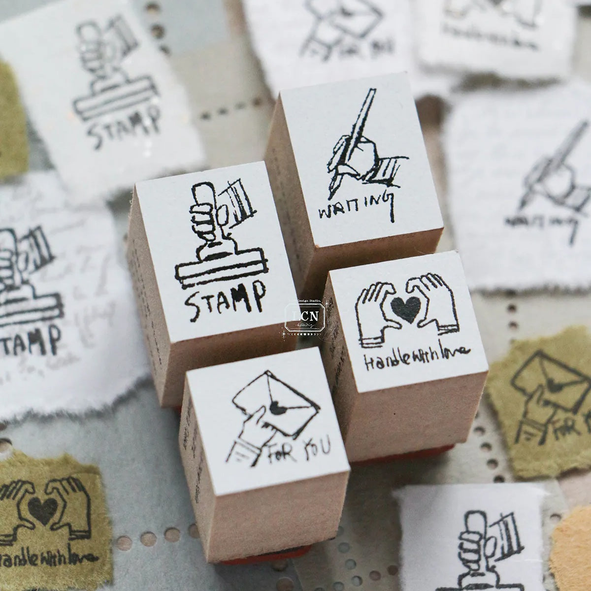 LCN Design Studio - Wooden Rubber Stamp Set - Tiny Signs