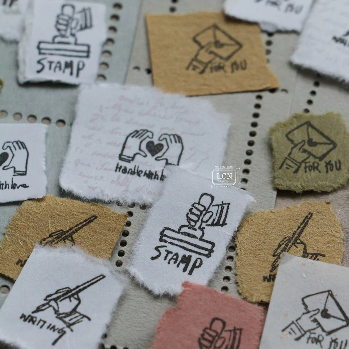 LCN Design Studio - Wooden Rubber Stamp Set - Tiny Signs