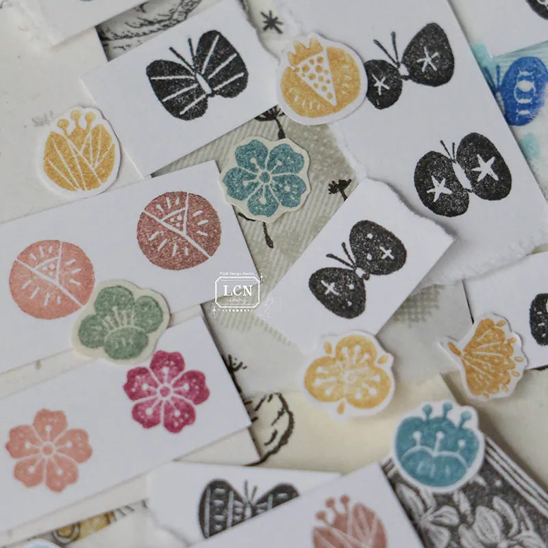 LCN Design Studio - Wooden Rubber Stamp Set - Wagashi Flowers