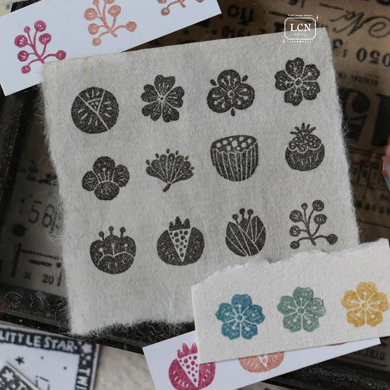 LCN Design Studio - Wooden Rubber Stamp Set - Wagashi Flowers