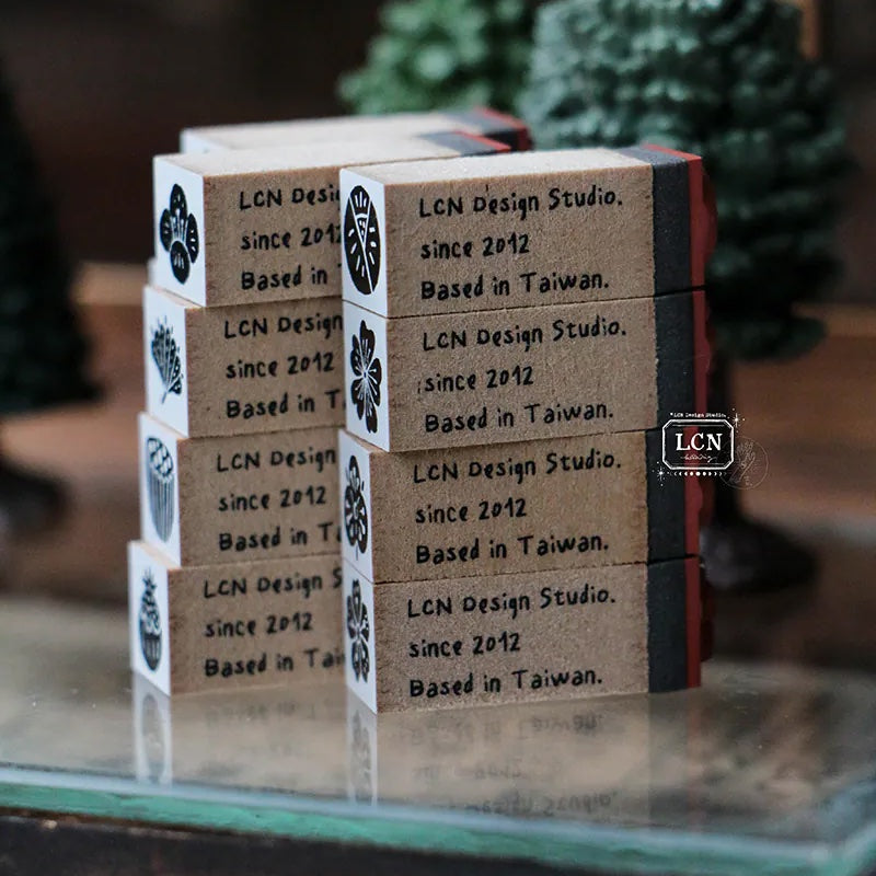 LCN Design Studio - Wooden Rubber Stamp Set - Wagashi Flowers