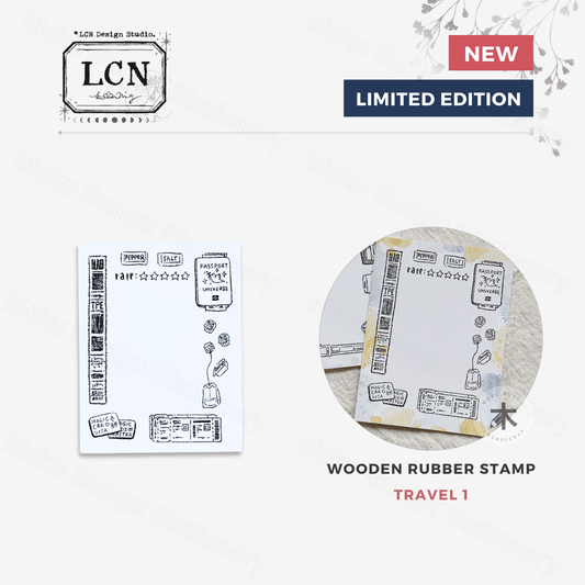 LCN Design Studio - Wooden Rubber Stamp - Travel Series - Travel 1