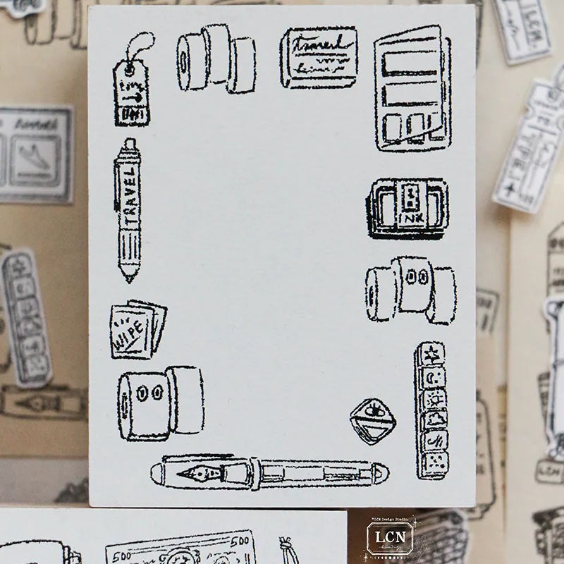 LCN Design Studio - Wooden Rubber Stamp - Travel Series - Travel 3
