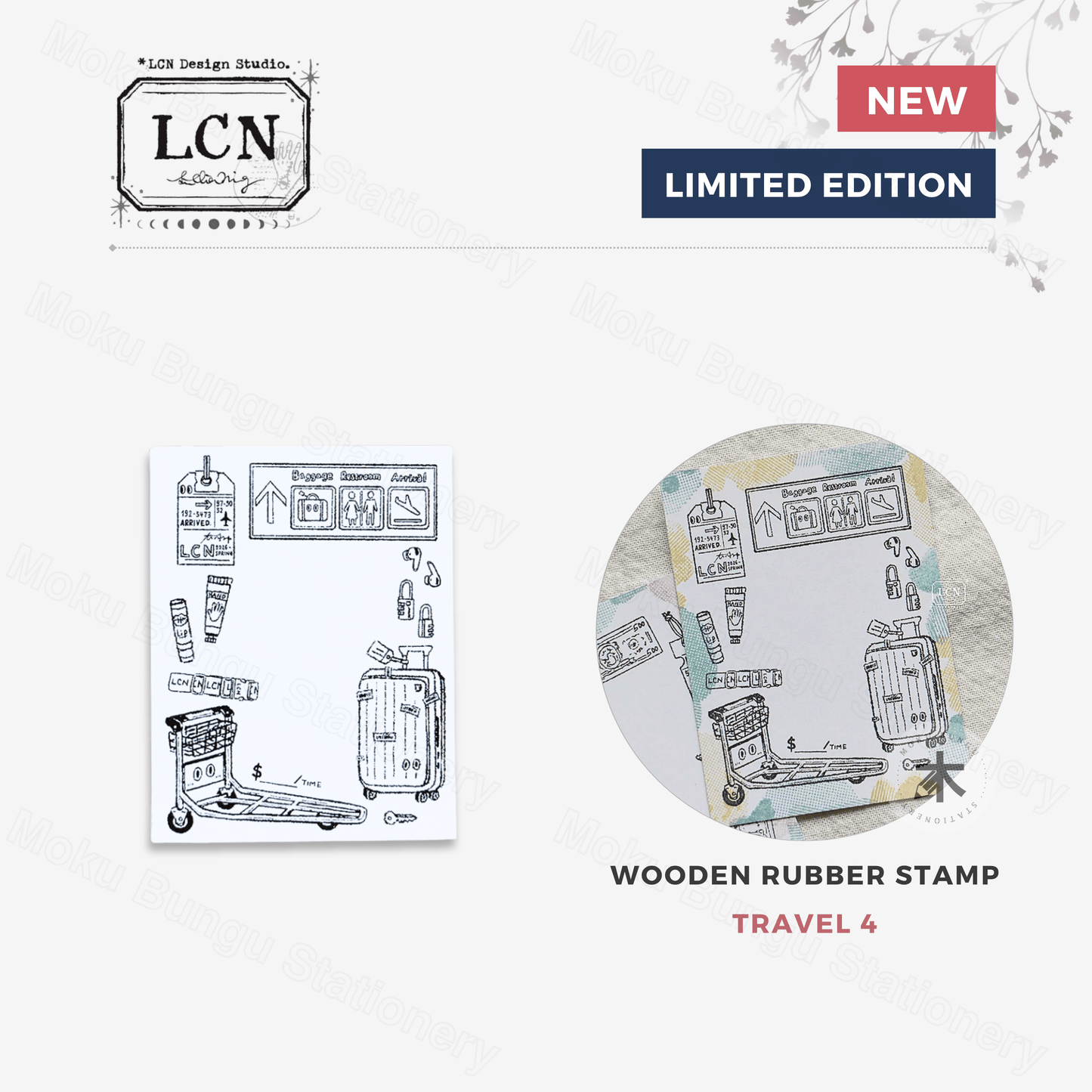 LCN Design Studio - Wooden Rubber Stamp - Travel Series - Travel 4