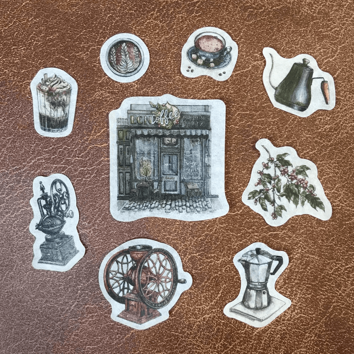LCN Design Studio x Papier Platz - Washi Flake Stickers - Coffee Shop