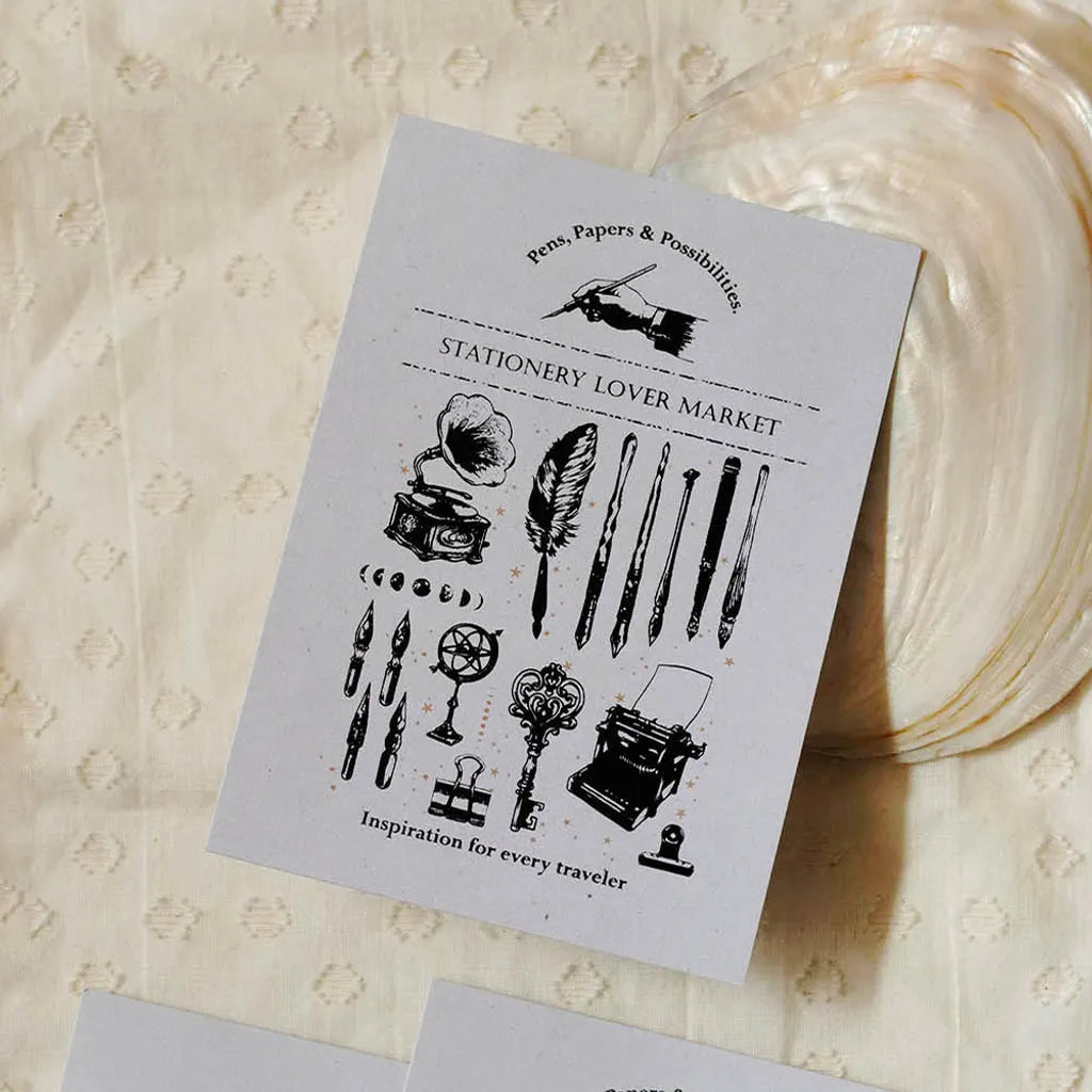 Loi Design - Black Foil Postcard - Antique Stationery
