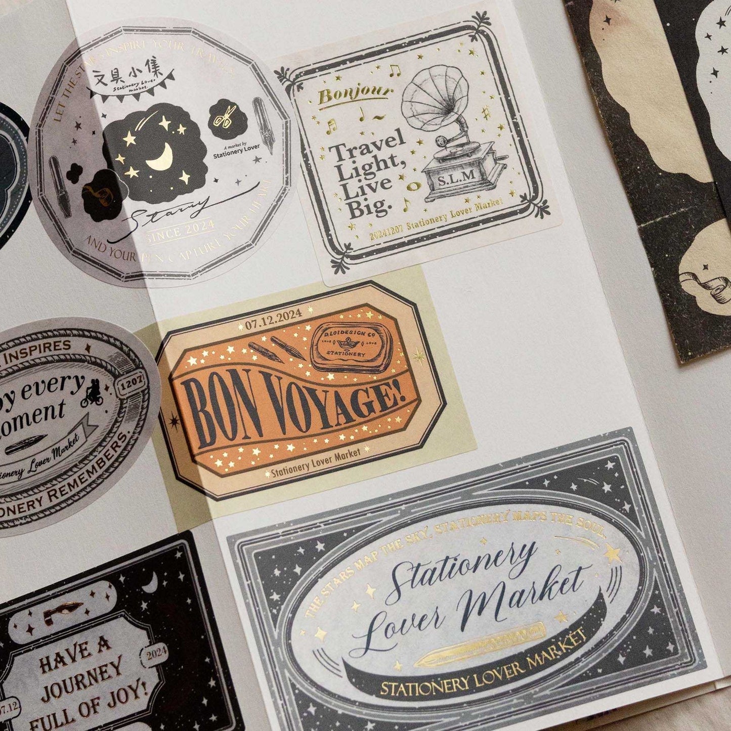 Loi Design - Foil-Stamped Sticker Set - Stars, Stationery & Travel