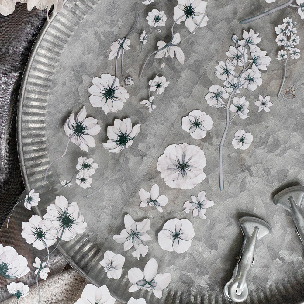 Loi Design - PET Tape - Translucent Floral Series - Monochrome Florals