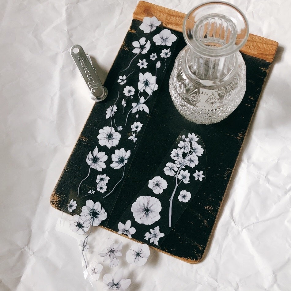 Loi Design - PET Tape - Translucent Floral Series - Monochrome Florals