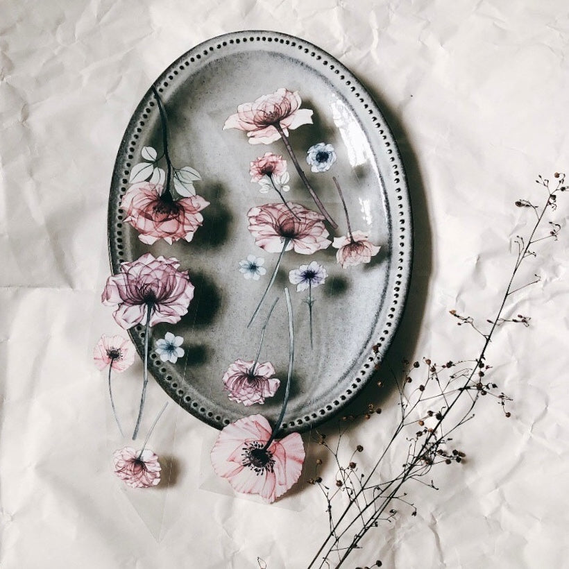 Loi Design - PET Tape - Translucent Floral Series - Roses & Poppies