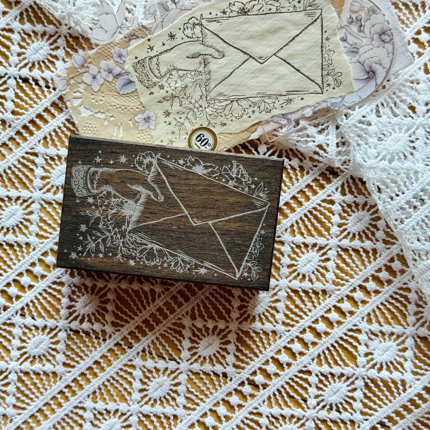 Loi Design - Wooden Rubber Stamp - Hand Series - Envelope in Hand