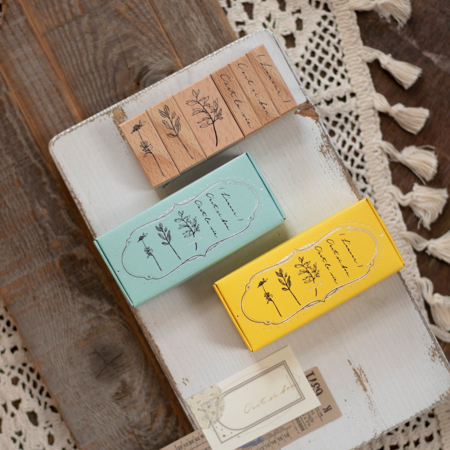 Loi Design - Wooden Rubber Stamp Set - Record Sweet Moments