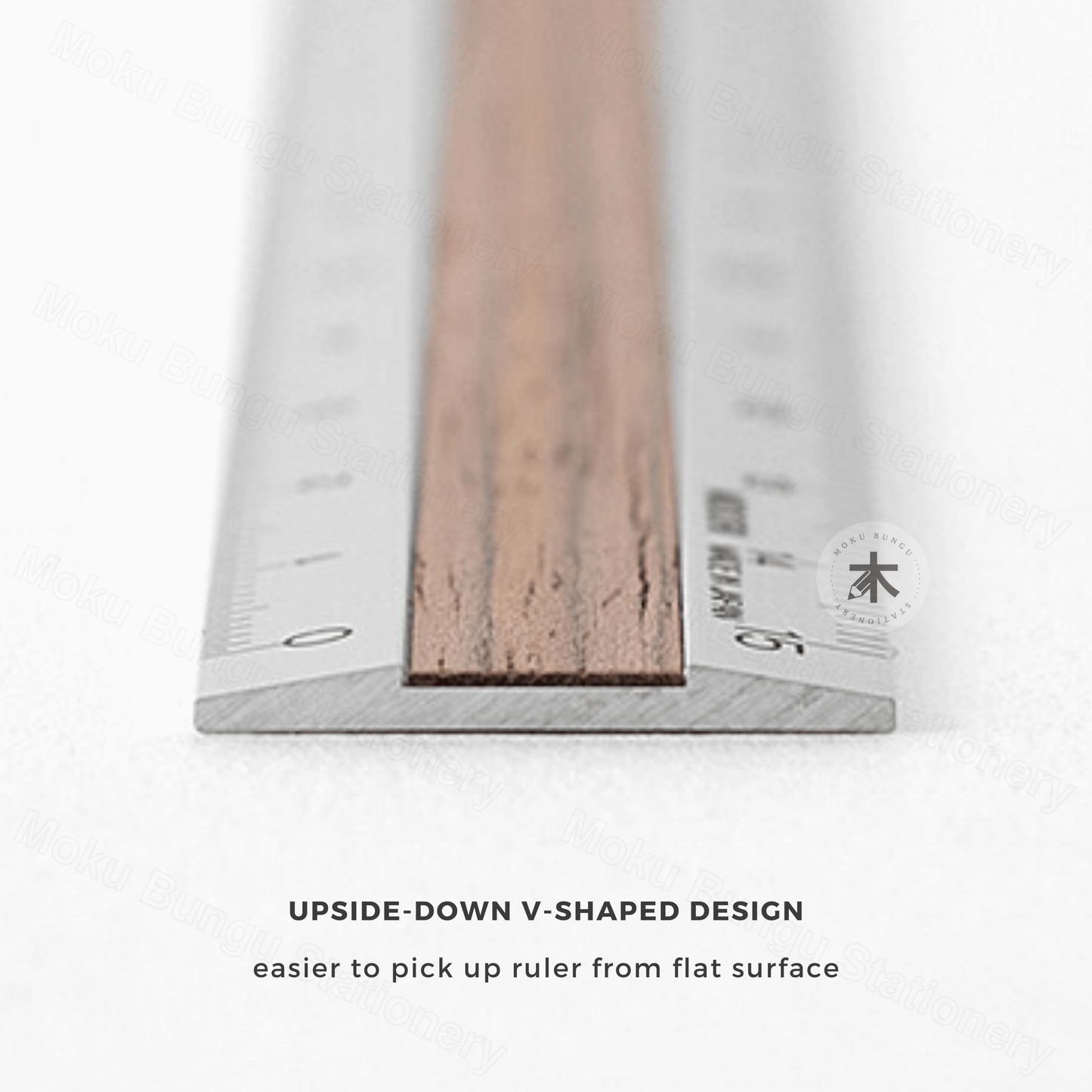 Midori - Aluminium Wooden Ruler - 15cm - Silver Aluminium/Dark Wood