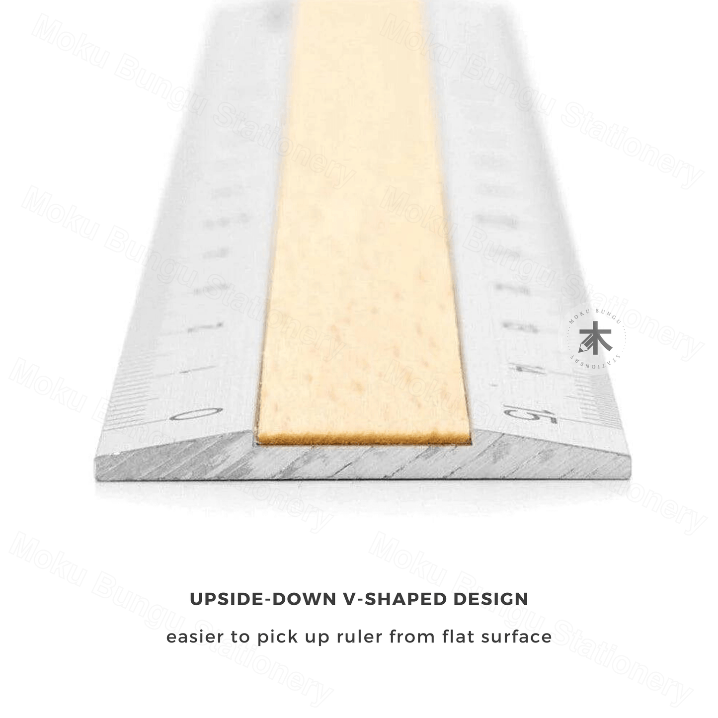 Midori - Aluminium Wooden Ruler - 15cm - Silver Aluminium/Pale Wood