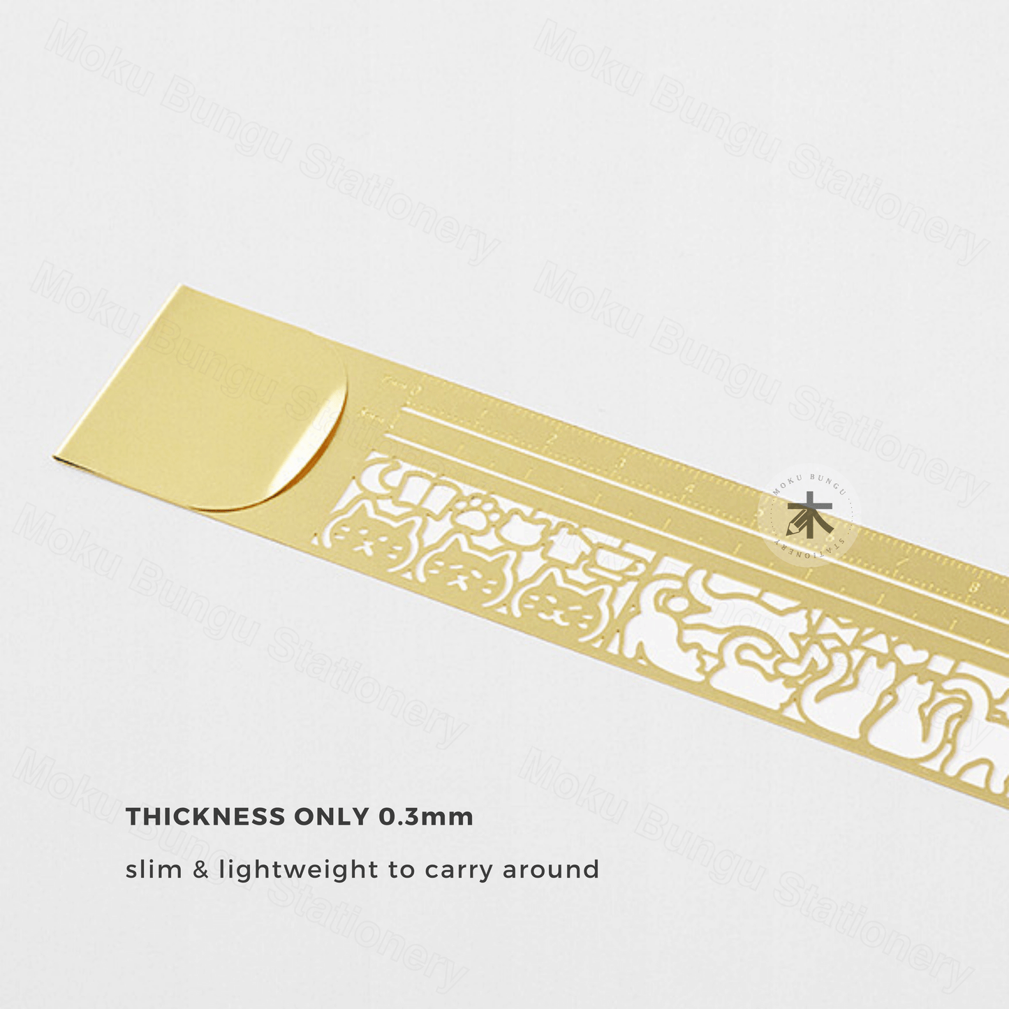 Midori - Clip Stencil Ruler - Gold - Cat Pattern