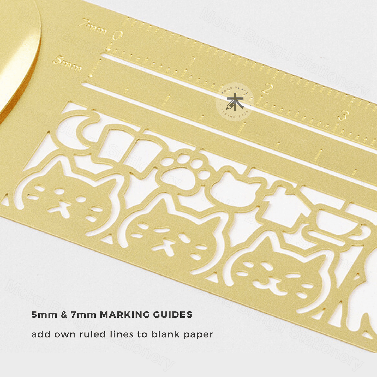 Midori - Clip Stencil Ruler - Gold - Cat Pattern