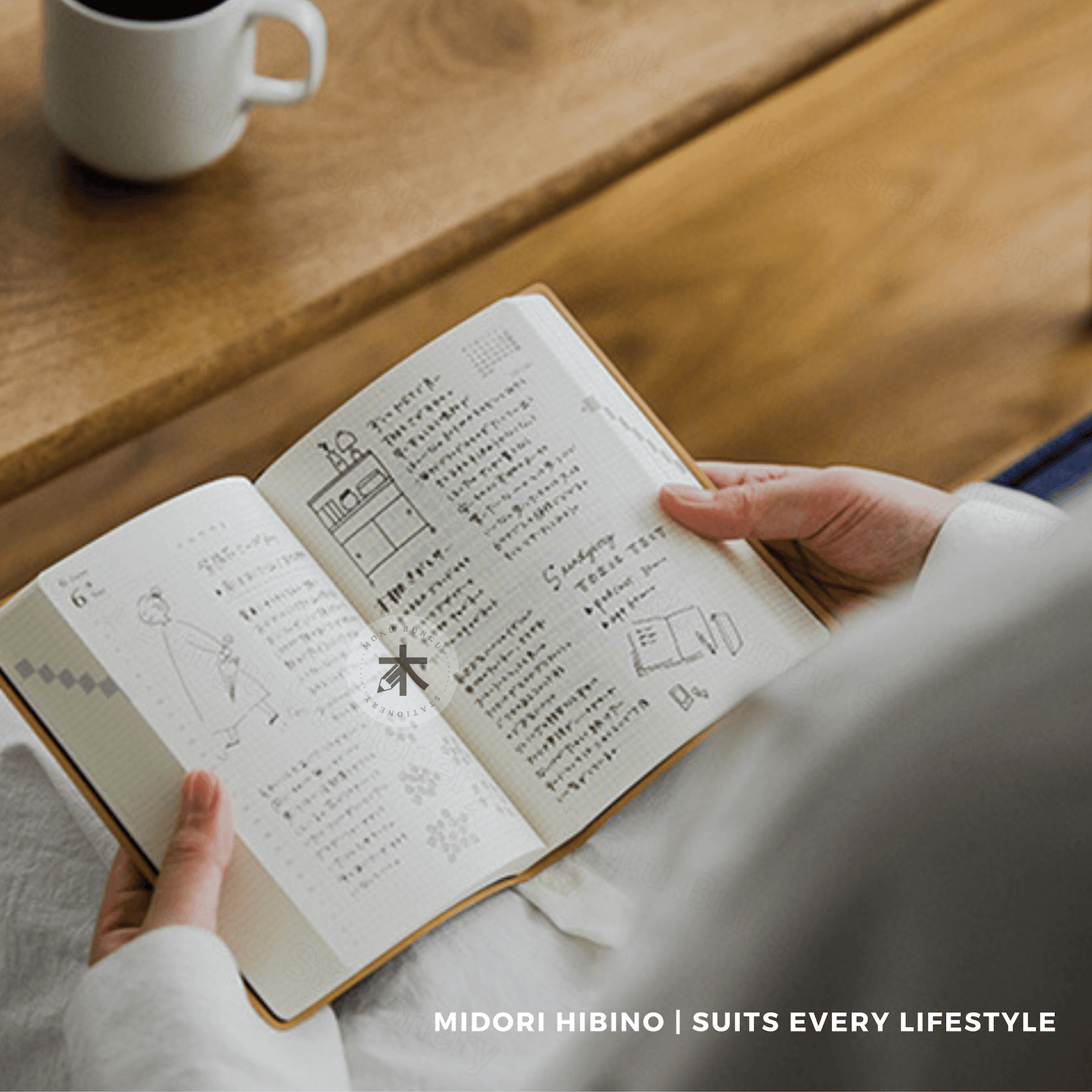 Midori - Hibino - 2026 Diary - 1 Day 2 Pages - A6 - Camel