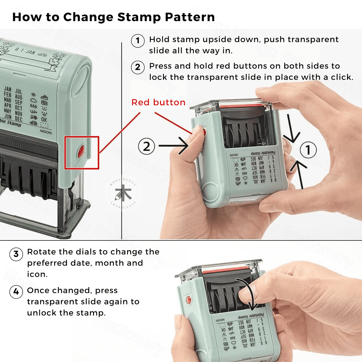 Midori - Paintable Rotating Date Stamp - Cat