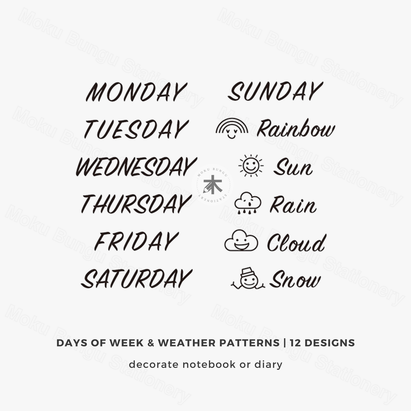 Midori - Paintable Rotating Stamp - Days of the Week & Weather