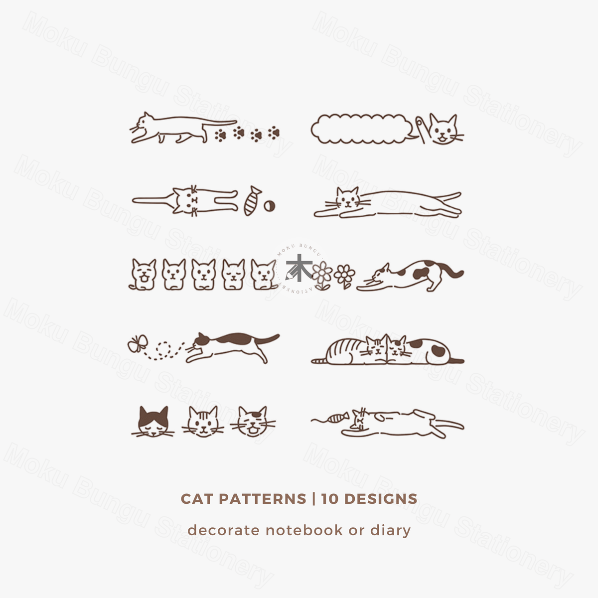 Midori - Paintable Self-Inking Rotating Stamp - Cat (Soft Brown Ink)