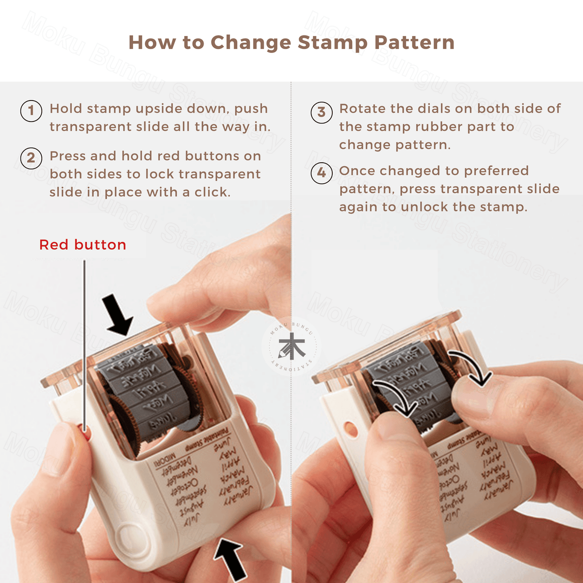 Midori - Paintable Self-Inking Rotating Stamp - Cat (Soft Brown Ink)
