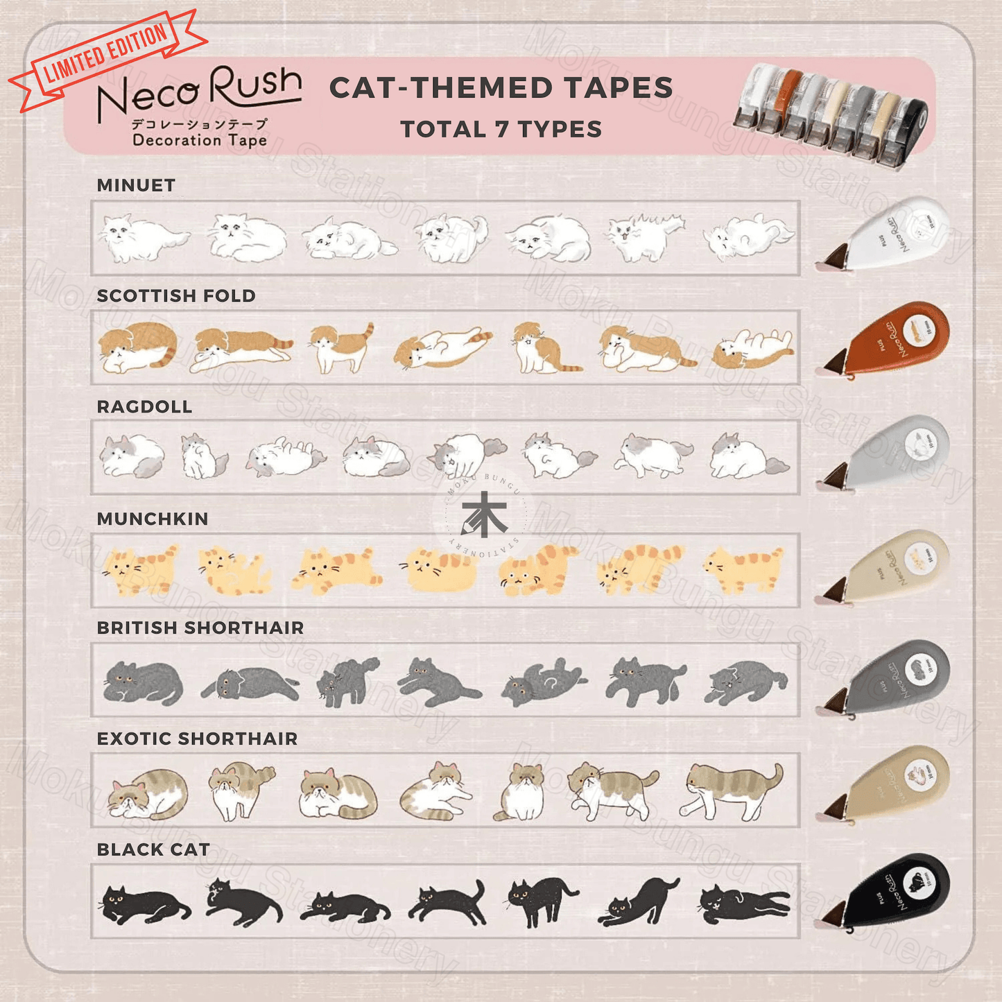 Plus - Deco Rush - Neco Rush Limited Edition - Decoration Tape - Ragdoll