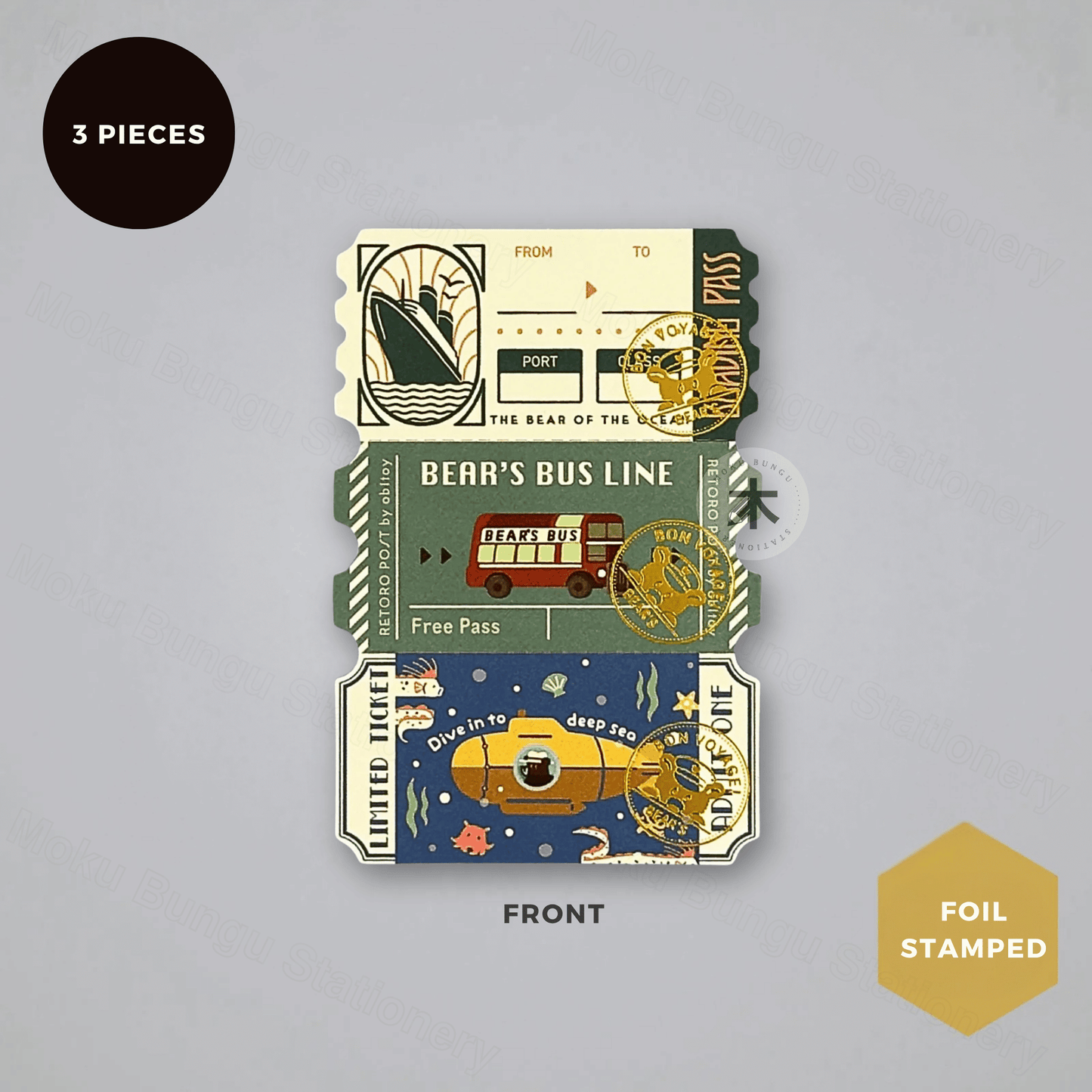 Rokkaku x Ob1toy - Foil-Stamped Memo Cards - Ticket-Style - Earth Tours