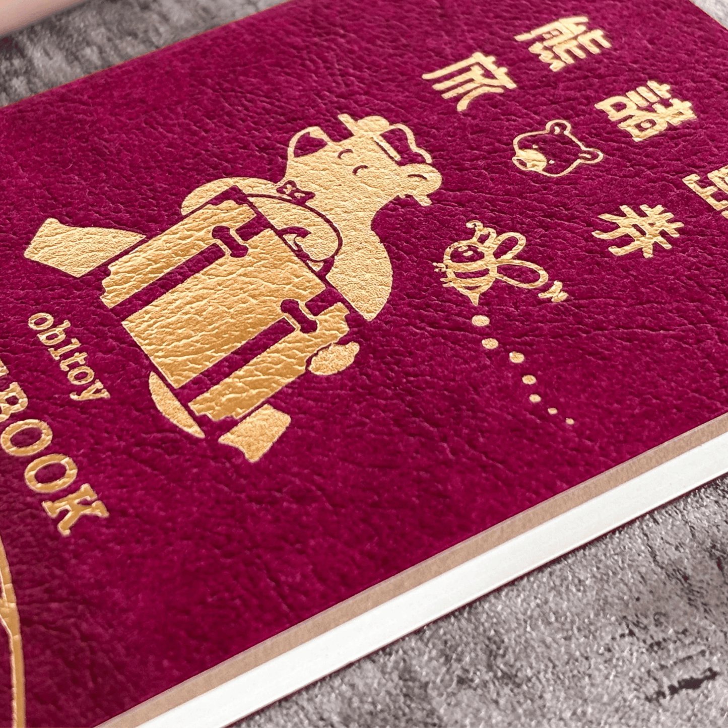 Rokkaku x Ob1toy - Foil-Stamped Notebook - Passport Style - Earth Tours - Red Cover