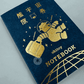 Rokkaku x Ob1toy - Foil-Stamped Notebook - Passport Style - Galaxy Tours - Blue Cover
