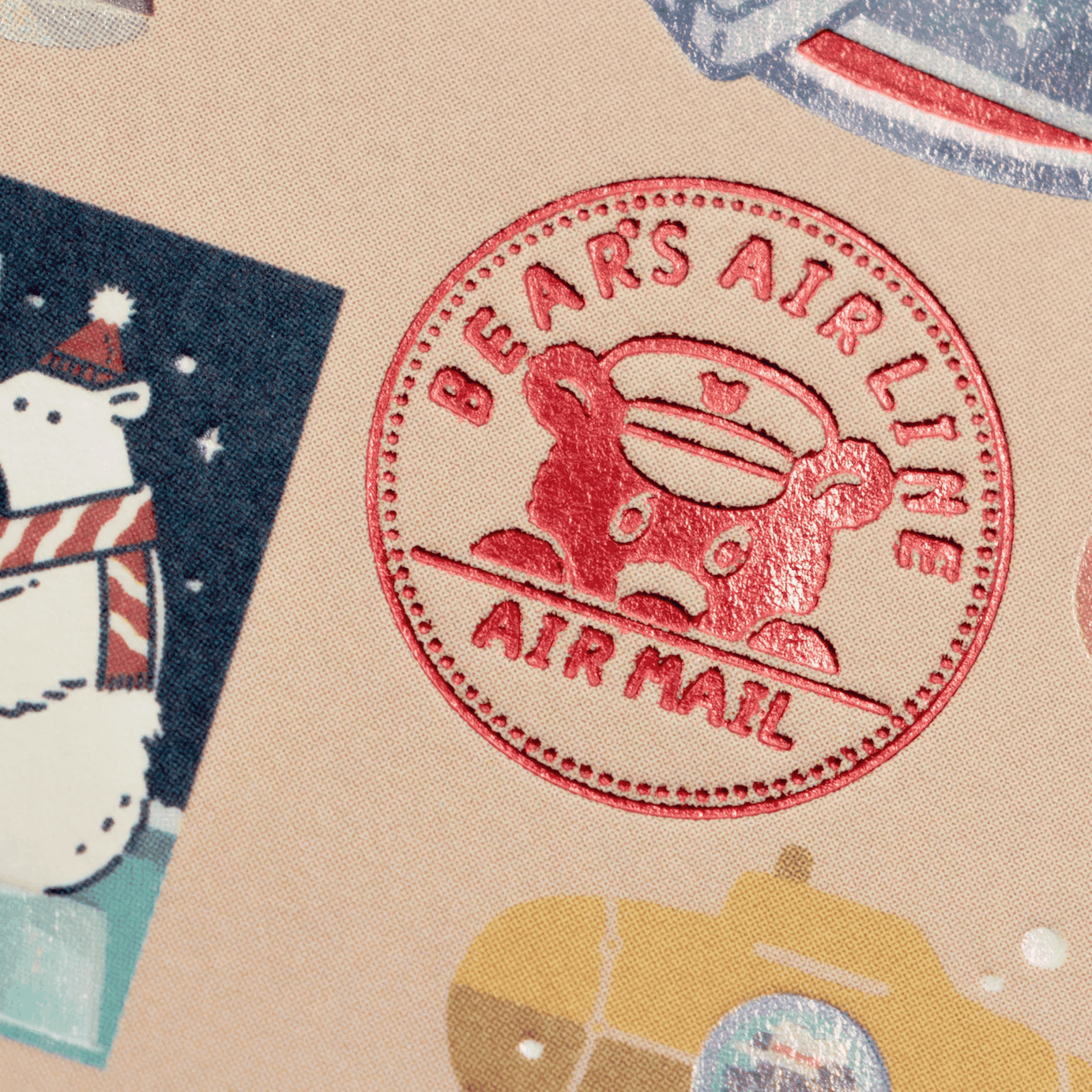 Rokkaku x Ob1toy - Foil-Stamped Postcard - Bear's Adventure