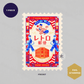 Rokkaku x Ob1toy - Foil-Stamped Postcard - Stamp Style - Retro Post Office