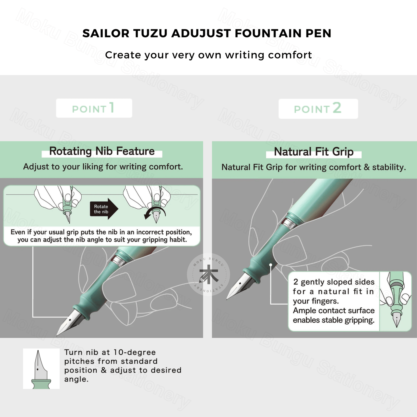 Sailor - TUZU Adjust Fountain Pen - Gray - Fine Nib