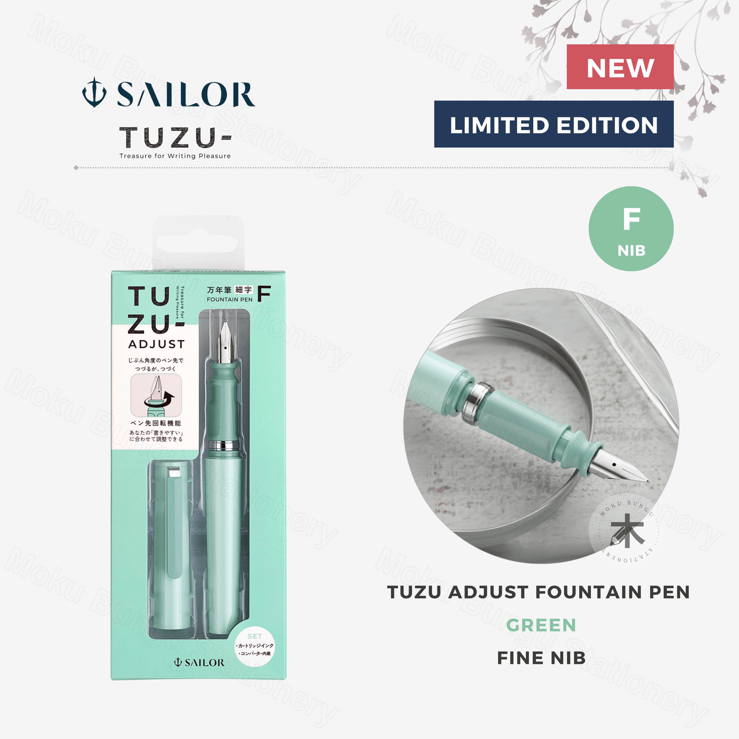 Sailor - TUZU Adjust Fountain Pen - Green - Fine Nib