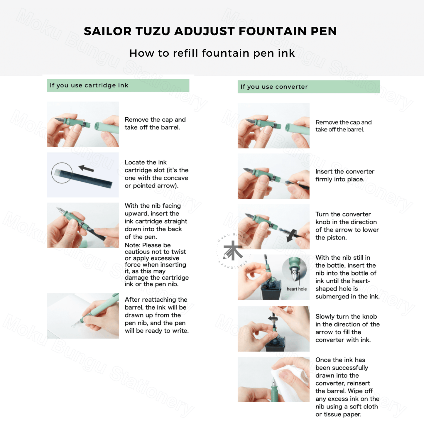 Sailor - TUZU Adjust Fountain Pen - Green - Fine Nib