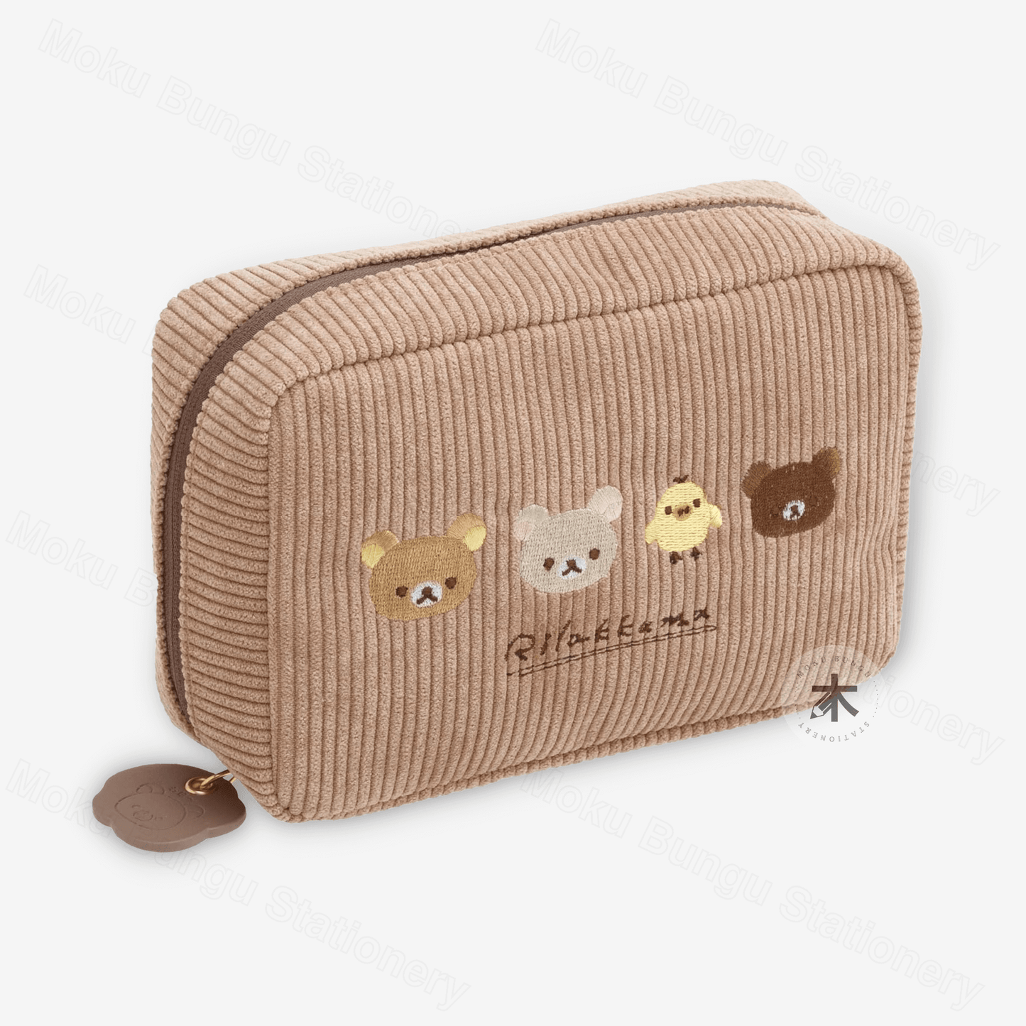 San-X Japan - Corduroy Zipper Pouch - Rilakkuma - Snuggling Up To You