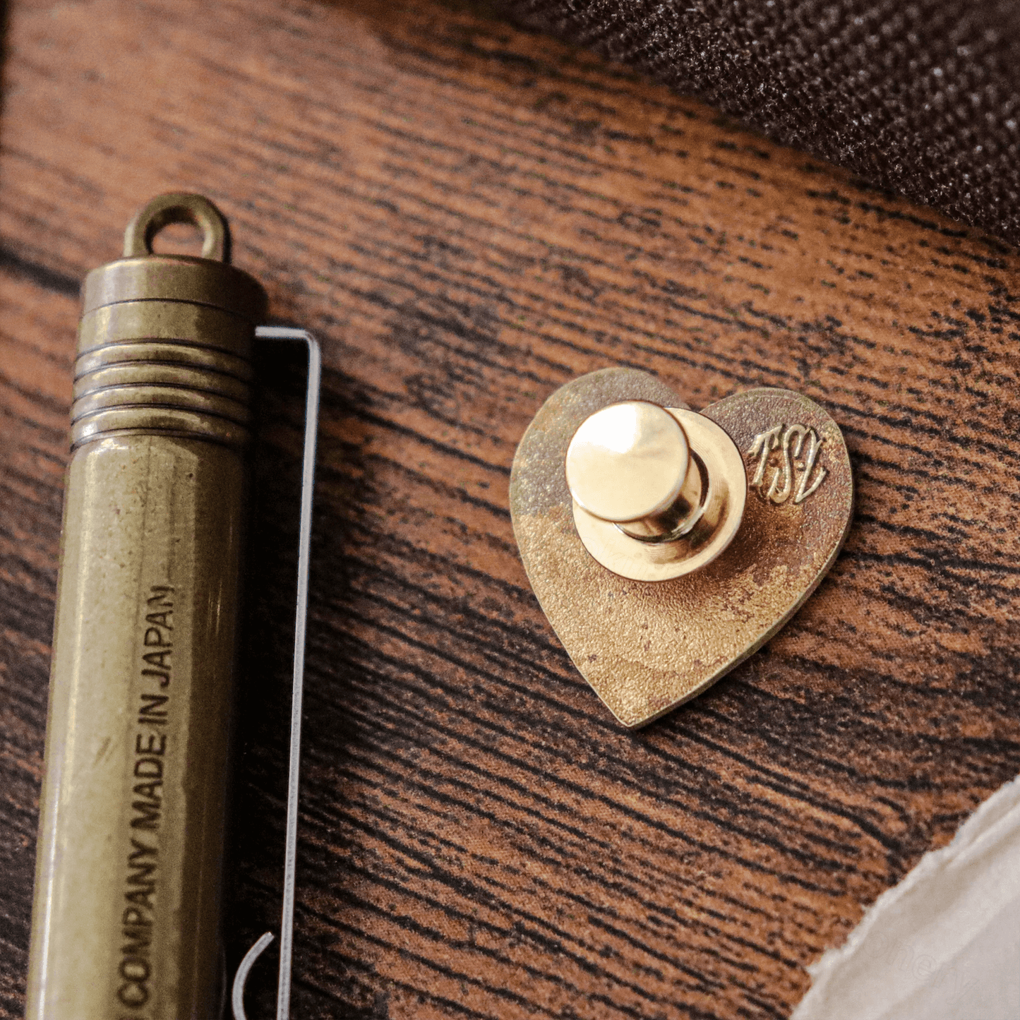 The Superior Labor - Brass Pin - Heart Logo - Red