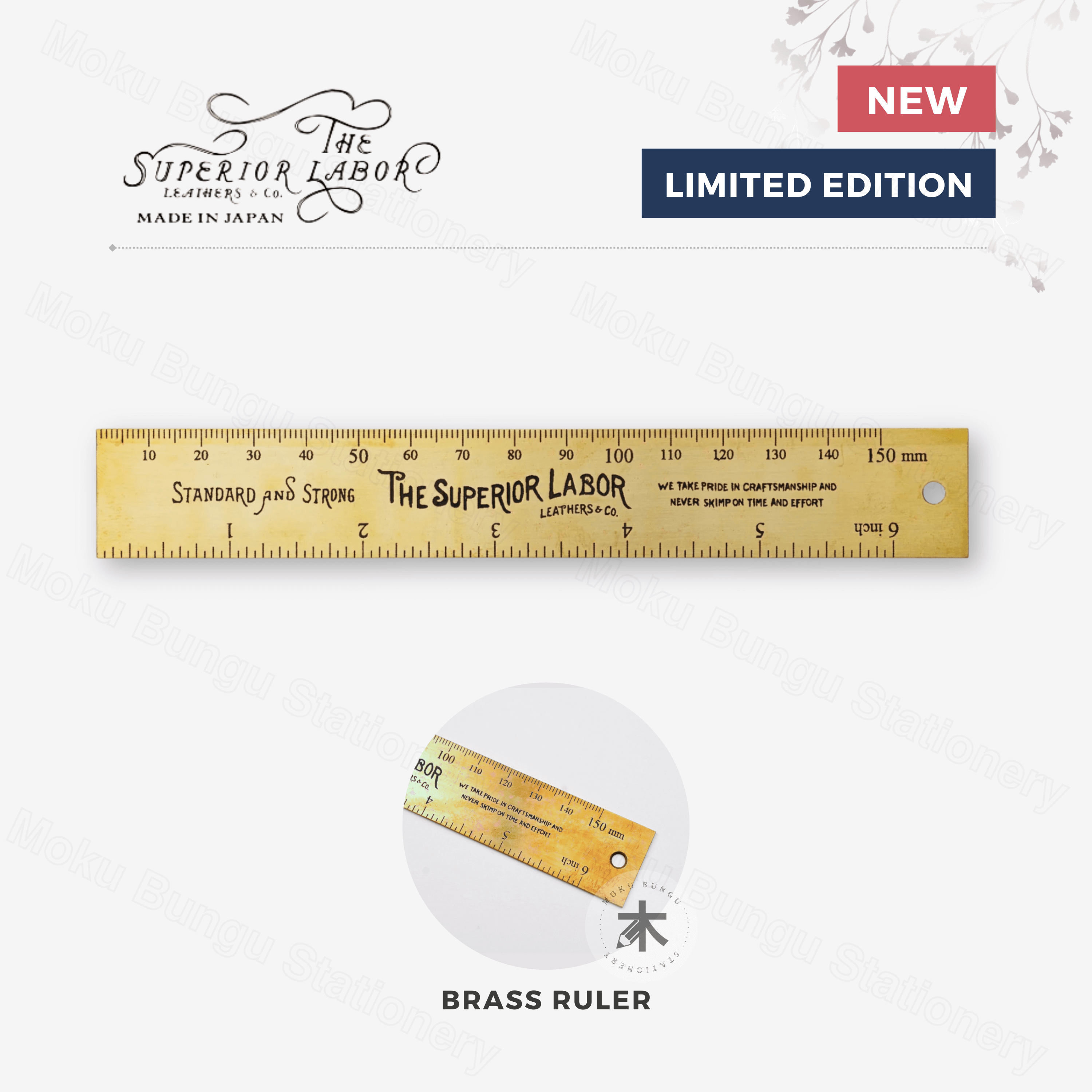 Superior Ruler The Superior Labor - Brass Ruler – Moku Bungu Stationery