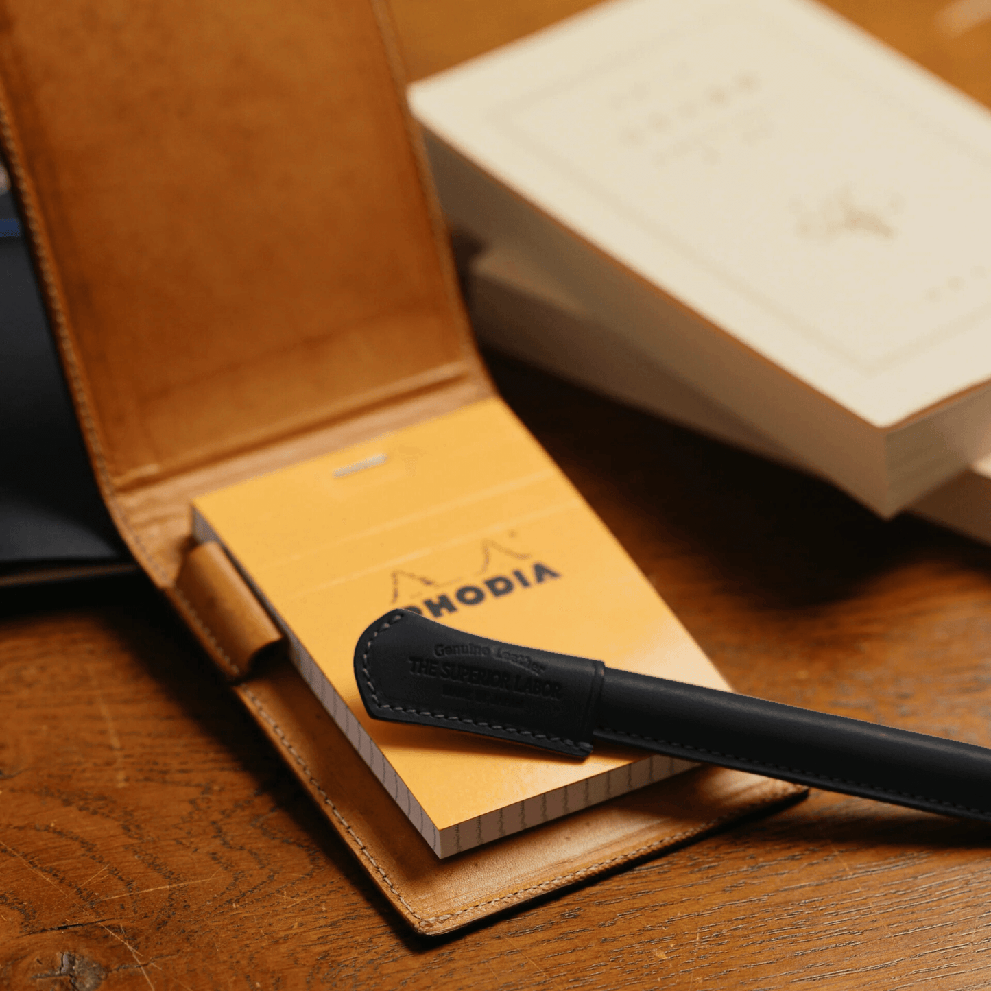 The Superior Labor - Leather Pen Sleeve & Cap - Black