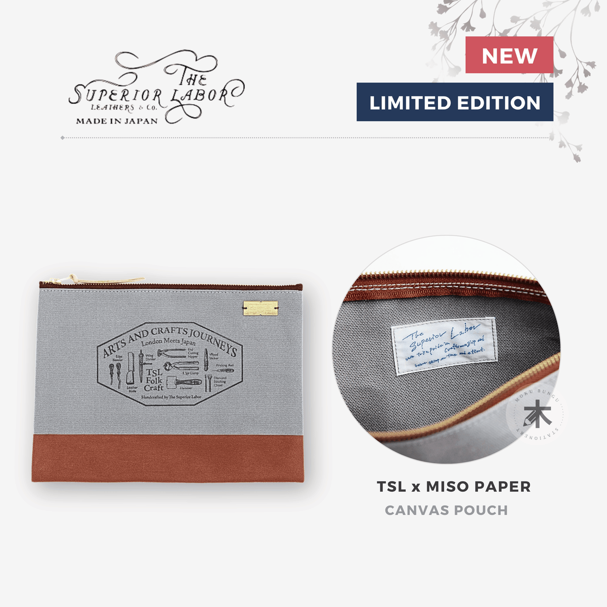 The Superior Labor x Miso Paper - Canvas Pouch - Arts and Crafts Journeys