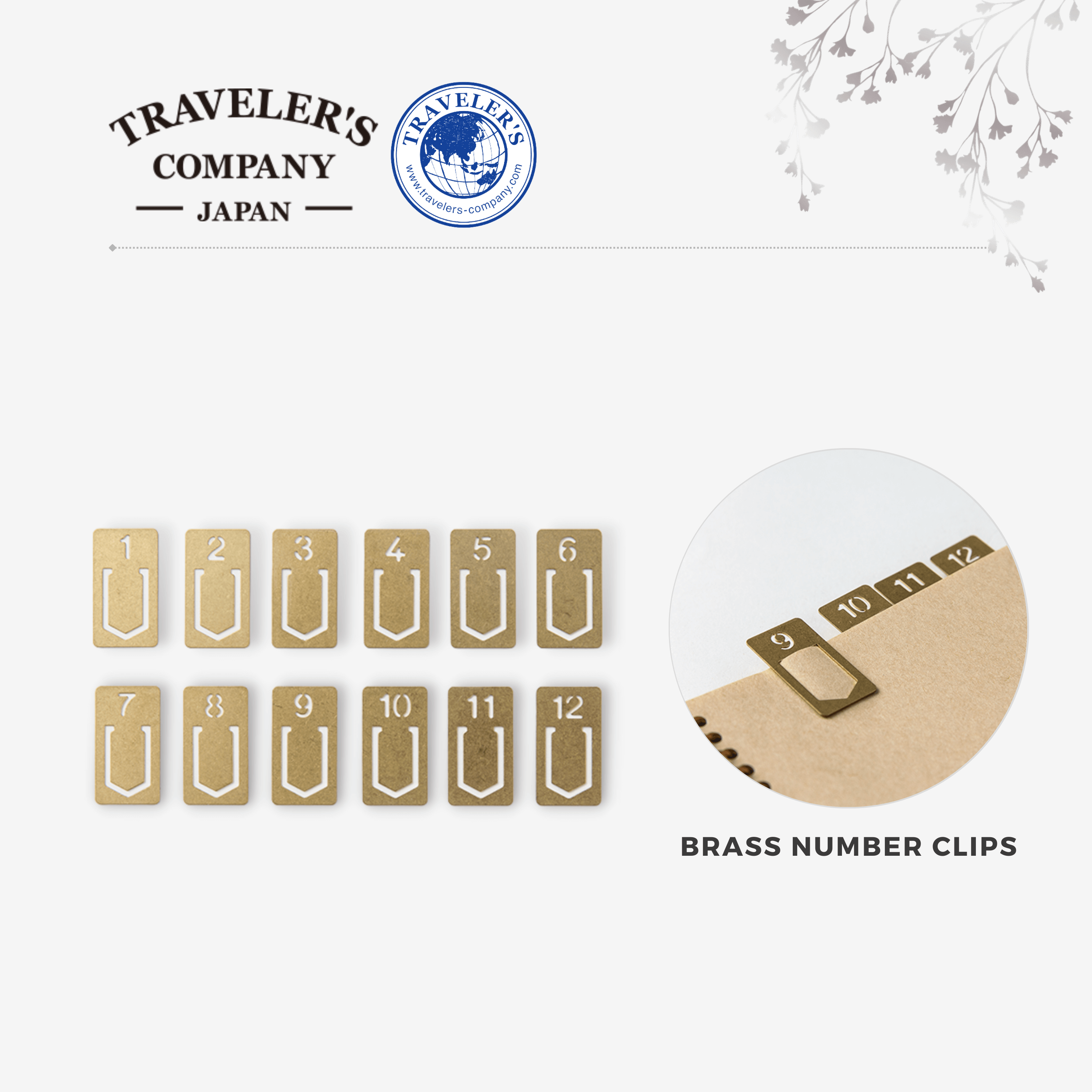 Number Clips TRAVELER'S COMPANY - Brass Number Clips – Moku Bungu Stationery