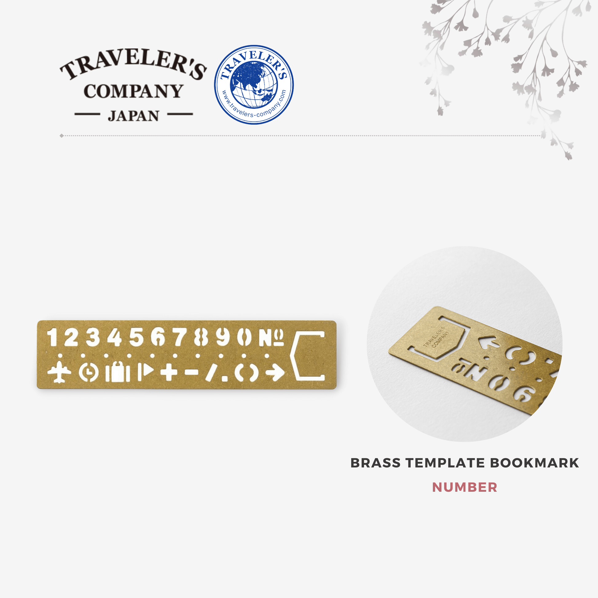 Traveler's Brass Template Bookmark - Number