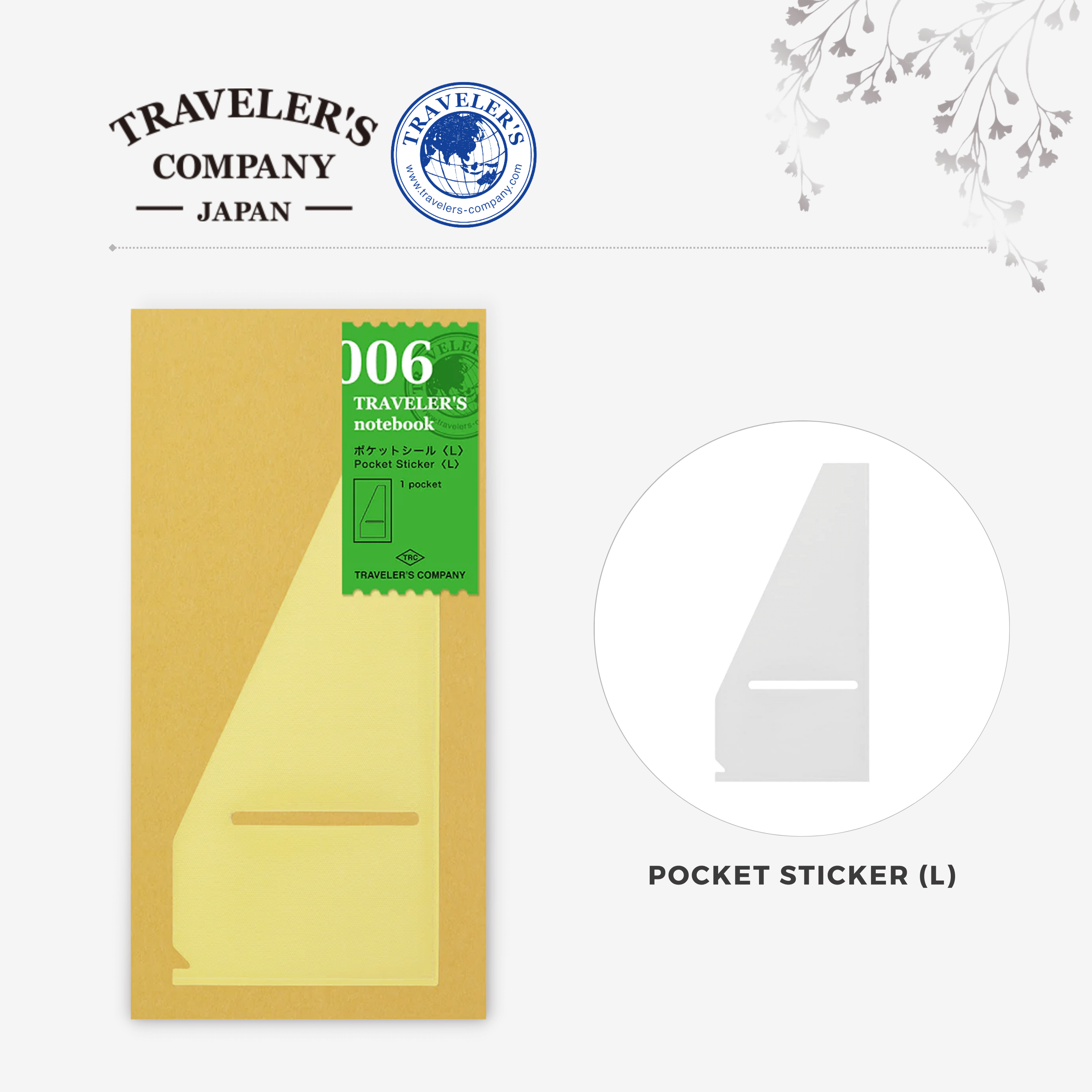 Traveler Note TRAVELER'S notebook Accessory - Regular Size - 006 Pocket Sticker (L ...