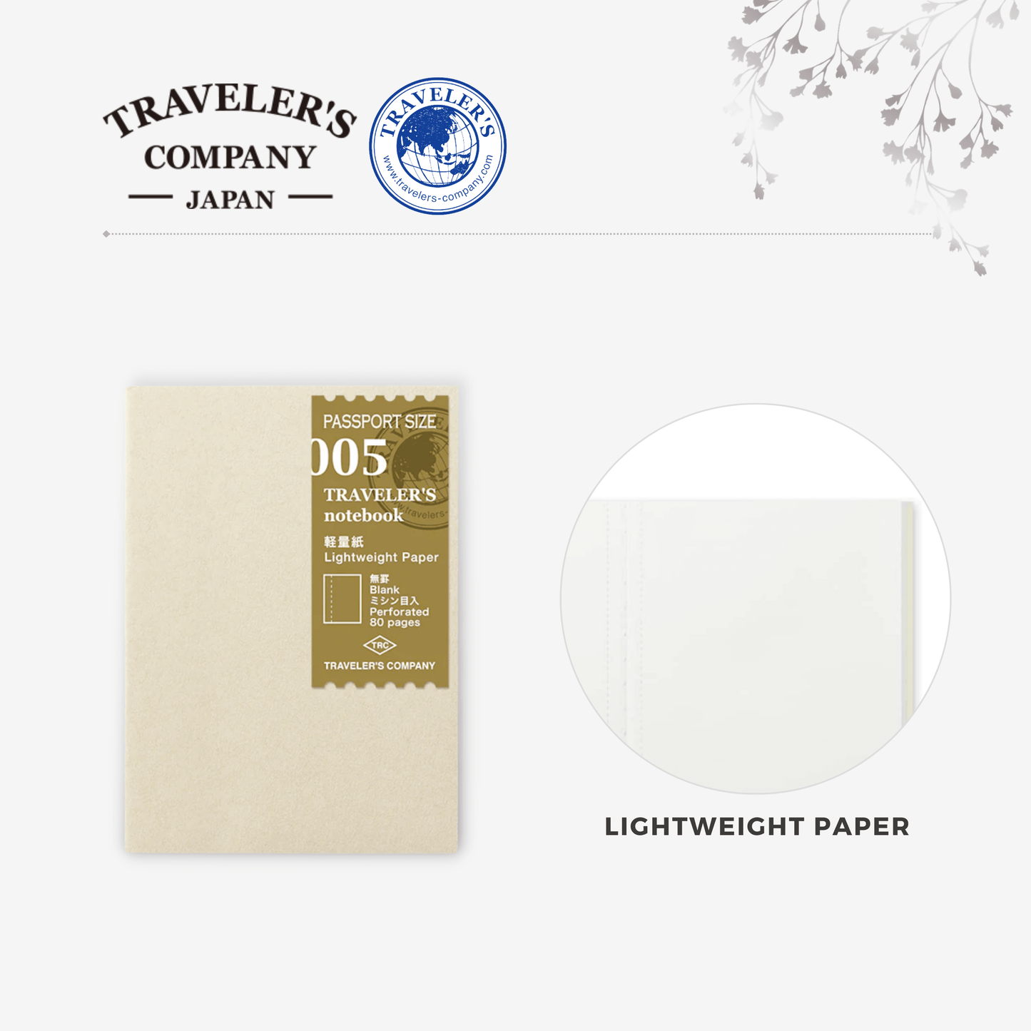 TRAVELER'S notebook Refill - Passport Size - 005 Lightweight Paper