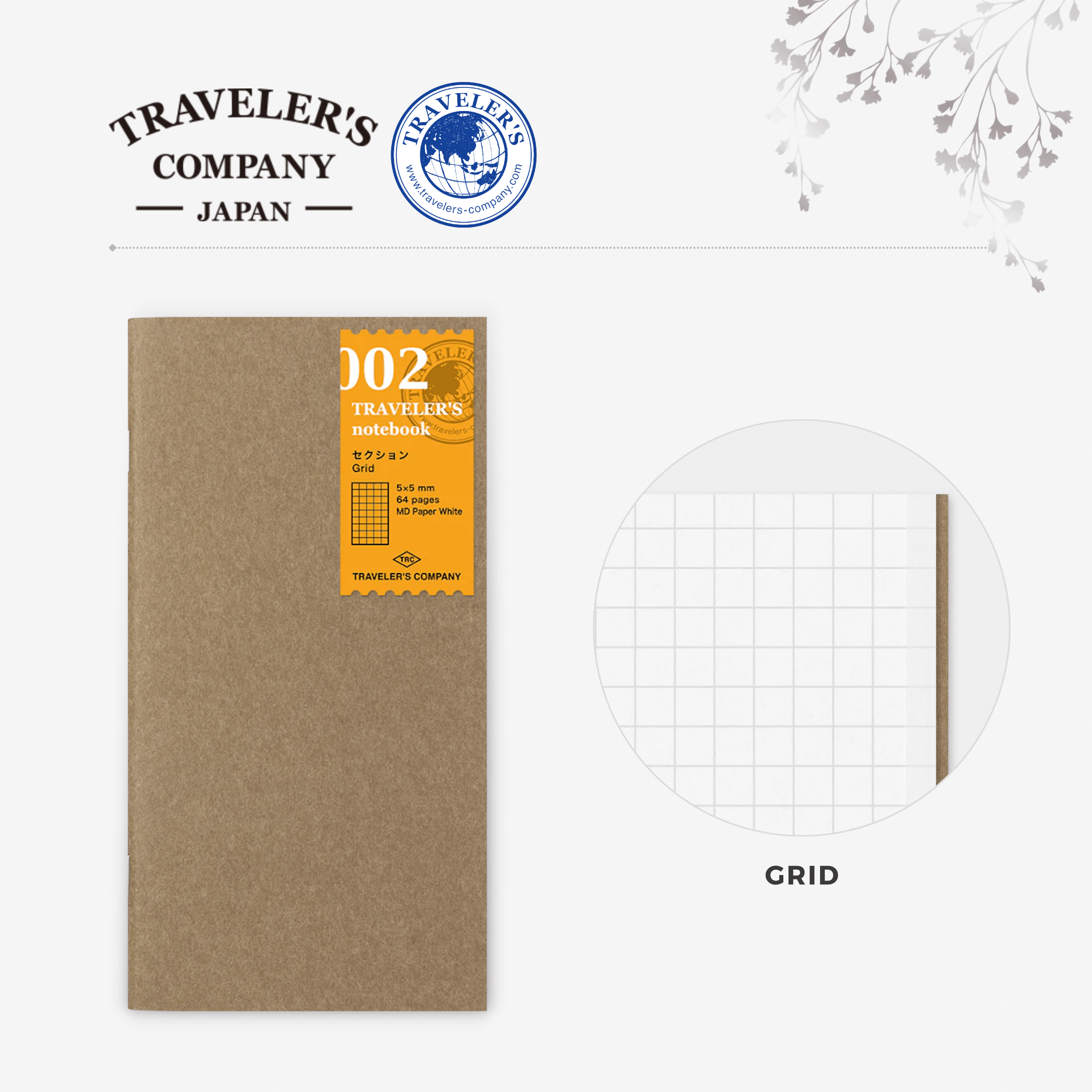 Travel Notebook Graph TRAVELER'S notebook Refill - Regular Size - 002 Graph Grid – Moku Bungu ...
