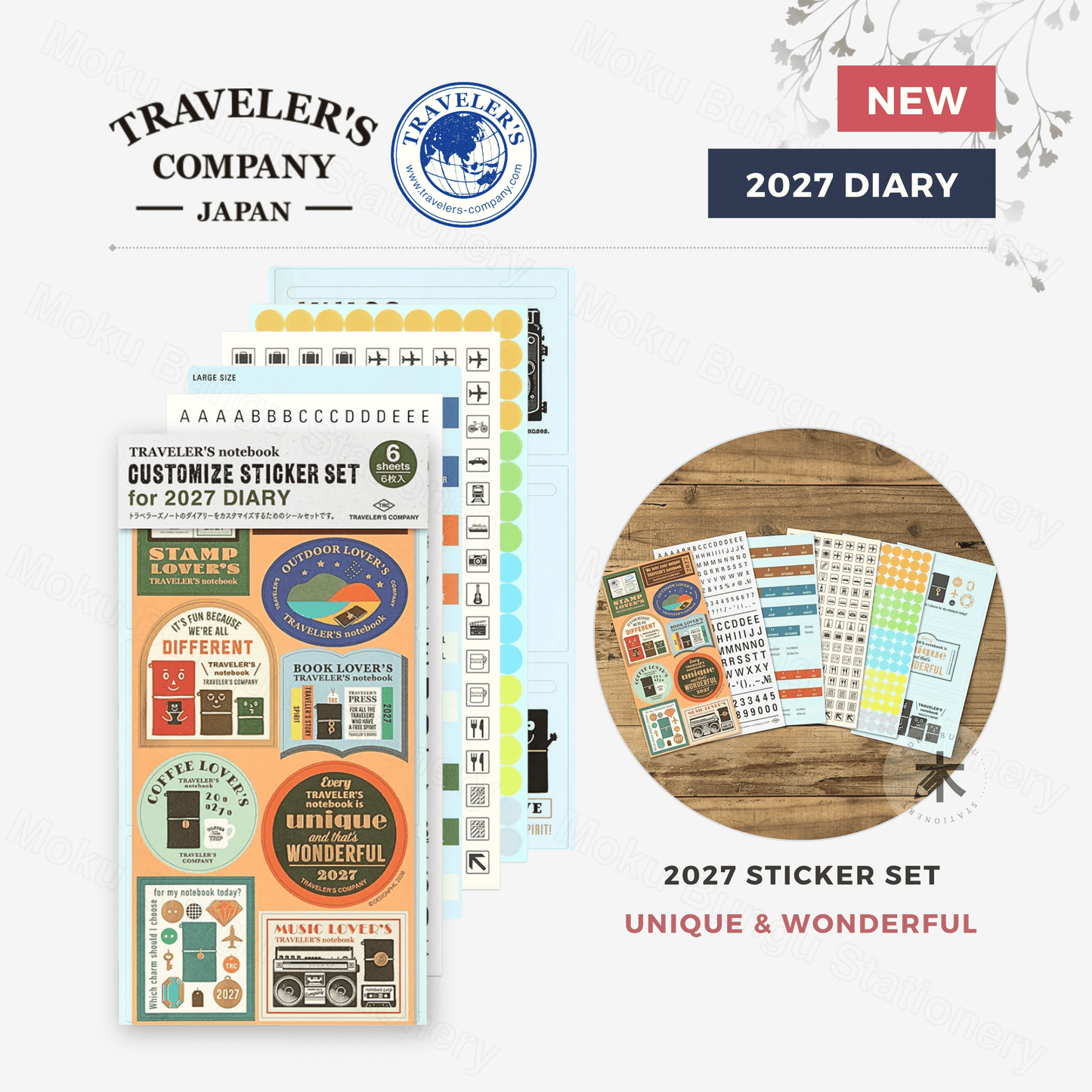TRAVELER'S notebook Accessory - Regular & Passport Size - 2027 Diary - Sticker Set