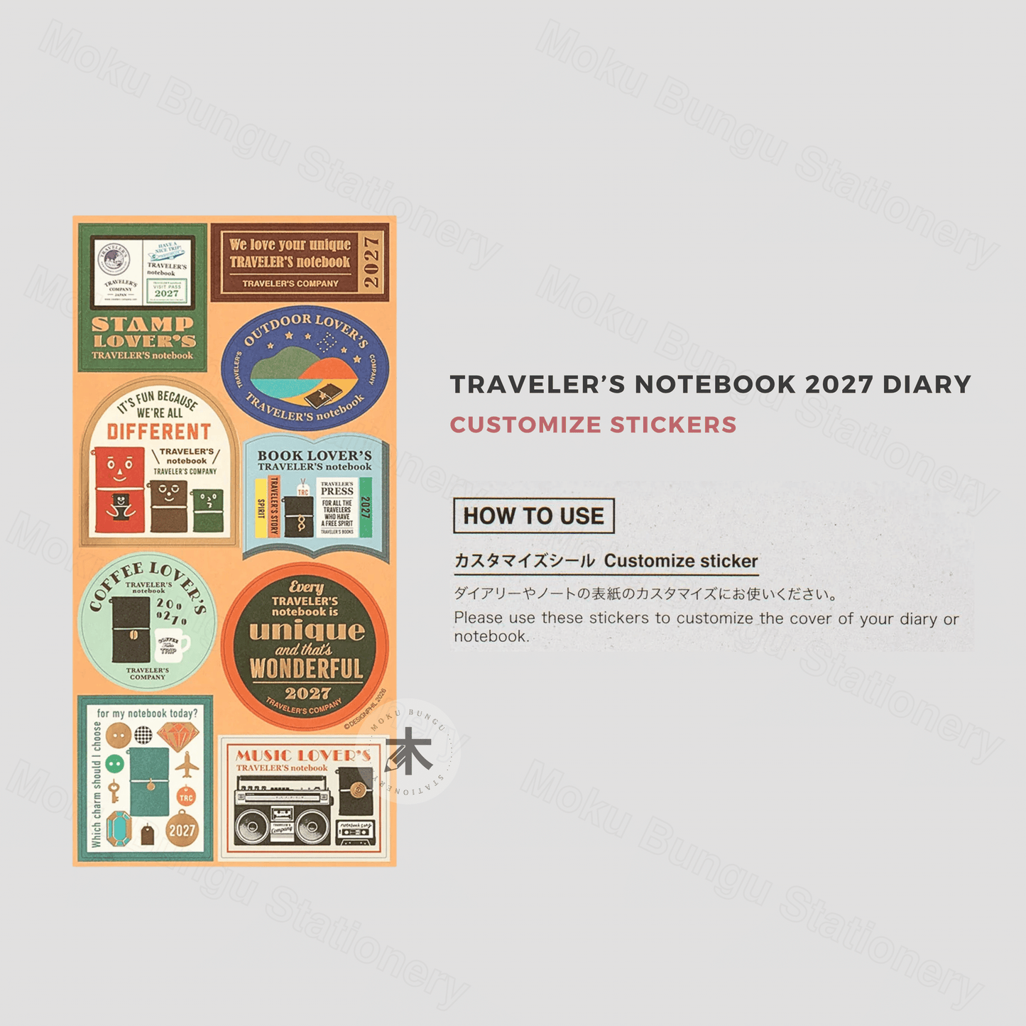 TRAVELER'S notebook Accessory - Regular & Passport Size - 2027 Diary - Sticker Set