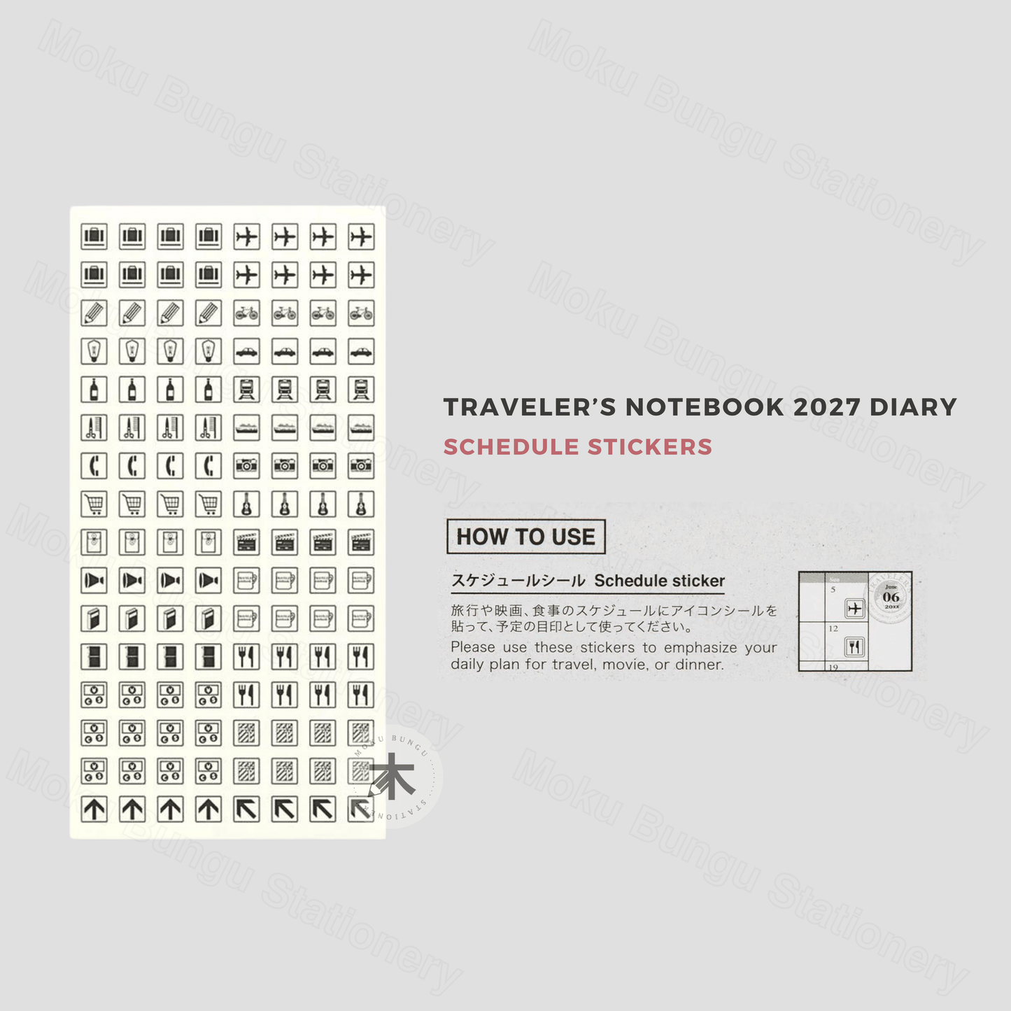 TRAVELER'S notebook Accessory - Regular & Passport Size - 2027 Diary - Sticker Set