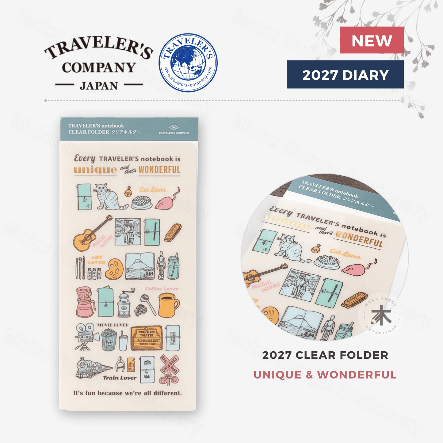 TRAVELER'S notebook Accessory - Regular Size - 2027 Diary - Clear Folder