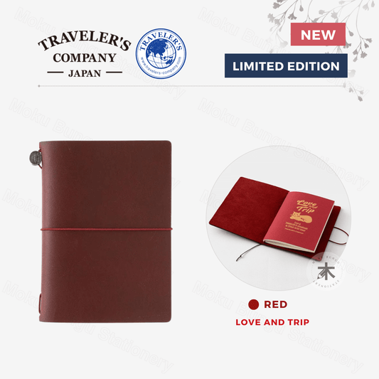 TRAVELER'S notebook Leather Cover Starter Kit - Passport Size - Red - Limited Edition - LOVE AND TRIP