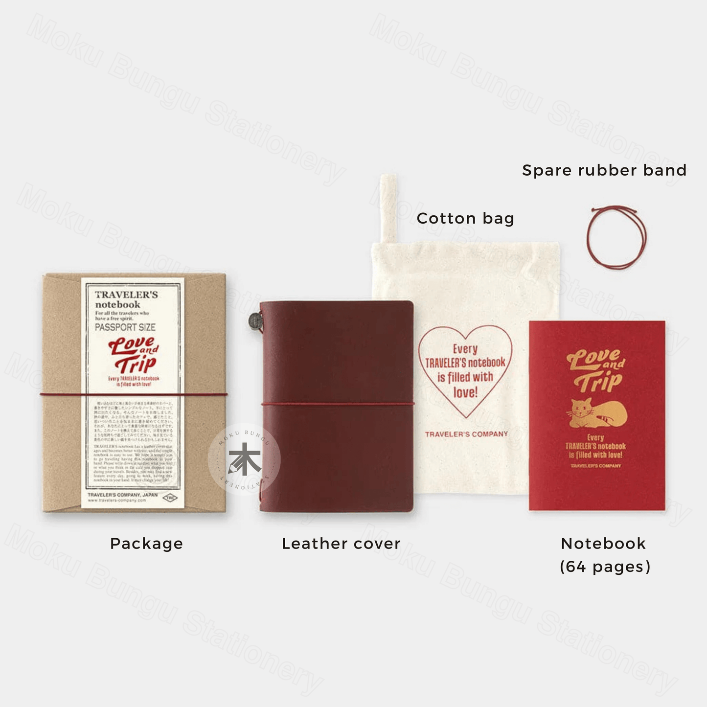 TRAVELER'S notebook Leather Cover Starter Kit - Passport Size - Red - Limited Edition - LOVE AND TRIP